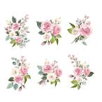 6枚のフラワーウォールデカールバスタブウ