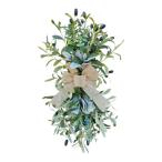階段の盗品の緑の花輪人工オリーブリーブリースフロントドアの壁の装飾フェスティバルのための休日の装飾暖炉の農家