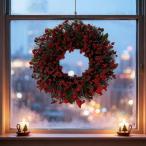 人工ベリークリスマスリース クリスマスガーランド 感謝祭 自宅 屋外用 45cm