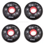 スケート ホイール 4個 桜柄 インライン ローラー ホッケー 全3色3サイズ 高弾性 耐摩耗性 ウィール   - ブラック, 72mm