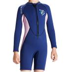 ショッピングウェットスーツ 子供ウェットスーツ防水子供ウェットスーツカヤック女の子スキューバシュノーケリング S ブルーピンク