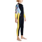 キッズ ウェットスーツ 保温 フロントジップ水着 水泳 ウォータースポーツ カヌー用 L ブラック