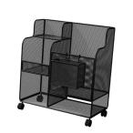 フィットネス機器オーガナイザー キャスター付き 便利な自立式ユーティリティカート ブラック