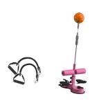 シットアップバー コンパクト シットアップバー アシスタントデバイス ホームジムワークアウト用 男女兼用 ピンク 太いロープ