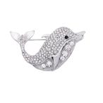 Yahoo! Yahoo!ショッピング(ヤフー ショッピング)動物のラインストーンの漫画イルカのピンブローチかわいい子供ブローチシルバー