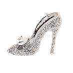 女性 レディース クリスタル ラインストーン ハイヒールの靴  妖精のブローチピン 5種 - 5.5 x 3.5 cm, 銀