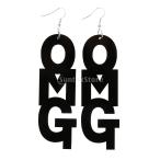 Yahoo! Yahoo!ショッピング(ヤフー ショッピング)ヒップホップ クールな アクリル 大きな OMGの文字 ピアス アクセサリー ブラック ドロップ ぶら下げ