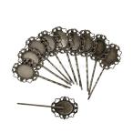 ゴシック レトロ ブロンズ 花 空白の楕円形 ヘアクリップピン/帽子/宝石作り 10個