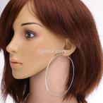 Yahoo! Yahoo!ショッピング(ヤフー ショッピング)人気 レディース ガール 合金 滑らかな 大きな 円 フープ ピアス 耳飾り 全6サイズ 3色 - 銀, 95ミリメートル