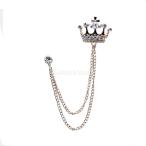 魅力的 チェーン ブローチ クラウン クリスタル 女性 男性 ブローチピン コサージュ