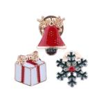 Yahoo! Yahoo!ショッピング(ヤフー ショッピング)クリスマス風 ブローチ 快適 軽量 服 カバン クリスマスツリー飾り 3個入り 2パターン選べる - 1