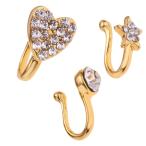 Yahoo! Yahoo!ショッピング(ヤフー ショッピング)鼻ピアス 3ピースセット ボディピアス 全3色 ワンポイント ジュエル ノーズスタッド  - ゴールド