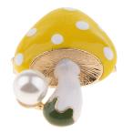 Yahoo! Yahoo!ショッピング(ヤフー ショッピング)1個 マッシュルームデザイン ブローチ 人工パール付き 可愛い ファッション ジュエリー 全3色 - イェロー