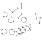 16G ボディーピアス 舌ピアス 眉ピアス 唇ピアス 腹ピアス バーベル 16個 ファッション ジュエリー 全4色 - シルバー