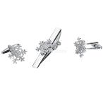 Yahoo! Yahoo!ショッピング(ヤフー ショッピング)全2種類 メンズ カフスボタン ネクタイクリップ 1セット 結婚式 ブライダル アクセサリー - 銀 スノー型