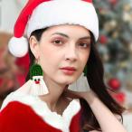 織りイヤリングクリスマスシリーズお祭りの女性のためのボヘミアンサンタギフトグリーンタッセル