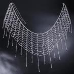 クラブガールズグリッドスタイルのラインストーンボディチェーンキラキラシルバーブリンブリン