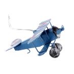 金属航空機モデル複葉機おもちゃのホームオフィスカフェのインテリアグッズブルーS