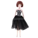 ファッション ブラック レース ドレス  ストラップレス パーティー ドレス  29cm人形用  服