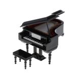  кукольный дом украшение фортепьяно миниатюра модель из дерева музыкальные инструменты модель табурет имеется 1/12 шкала черный 