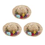 1/4 人形帽子 麦わら帽子 花飾り ドレスアップ ミニチュア 人形飾り アクセサリー 3個入