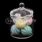 ミニチュアキャンディー瓶ドールハウスカラフルな甘いでクリアガラスミニボトル 1:6