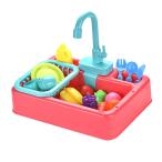 キッチンシンクのおもちゃセットカット野菜ゲームシミュレートされた水栓ピンクのふりをする