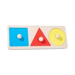 木製のつかみ板の形の色の学習3つの穴の正方形