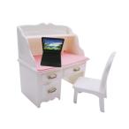 ドールハウス ミニチュア デスクチェア リビングルームの装飾用 黒いノートパソコン付き