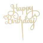ケーキトッパー 「 Happy Birthday」 誕生日ケーキトッパー アクリル 誕生日 4タイプ選択 - ゴールド, 13×12.7cm