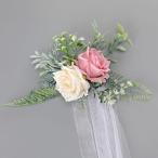 イベント結婚式のための椅子の背もたれの花とリボン人工バラの花