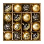 ショッピングオーナメント クリスマスボールオーナメント 16個セット 装飾オーナメント お祝いホームパーティー用 ブラックゴールド