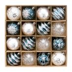 ショッピングオーナメント クリスマスボールオーナメント 16個セット 装飾用オーナメント お祝いホームパーティー用 ブルー ホワイト