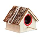 バードハウス 木製 野鳥の餌台 吊り下げ 巣箱 ロープ お庭 バードフィーダー 15 x 16x 17.5cm