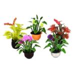 フラワーポット 鉢植え ミニチュア 植物モデル ガーデン飾り ドールハウスキット 北欧スタイル 5個入り - 1:20