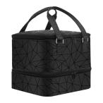 ショッピングネイルアート用品 2層ネイルポリッシュオーガナイザー 2段 アート用品 コスメティックネイルキット用 ブラック ジップ