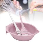 ショッピングヘアスタイリングツール ヘアカラーリングツール 染料ブラシ ヘアダイブラシとボウルセット DIYヘアダイ用 ピンク