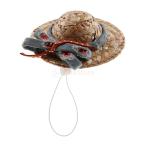  домашнее животное собака кошка костюм аксессуары соломинка шляпа рисовое поле . способ лето прогулка солнце. шляпа настройка возможный пряжка модный много вид можно выбрать - Denim, M