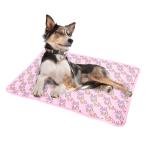 犬猫用ペットセルフクーリングマット防水アイスシルクスリーピングパッドブランケットピンク40x50cm