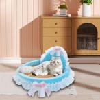 ペットベッド ポータブル 猫 冷却マット クッション 滑り止めボトムマットレス 犬用ベッド S ブルー