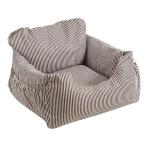 犬用車 SUV シート ペットベッド 固定ストラップ付き キャンプや旅行にポータブル コーヒーストライプ