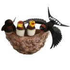 鳥の置物 鳥の巣 燕の巣 インテリア 置物 現実的 おもちゃ 全2種 - B_鳥ファミリー