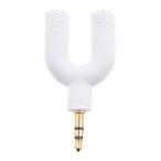 ヘッドセット スプリッタ 3.5 MM オーディオ ヘッドセット アダプタ U字デザイン 全6色 - 白