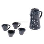 Yahoo! Yahoo!ショッピング(ヤフー ショッピング)5点セット 1:12ミニチュア ドールハウス装飾 インテリア コーヒー ティーポット 茶碗モデル 家具 陶器製
