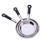 1/12ドールハウスミニチュアキッチン調理器具鍋とフライパンセット3個入りシルバー