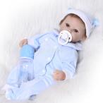 43cm 17インチ生まれ変わった赤ちゃんビニール人形青い服の現実的な新生児人形