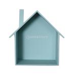 木製 家の形 棚 子供 寝室 工芸品 装飾 機能用 素晴らしいギフト 全7色 - 青