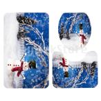 3パックバスルームセットラグマットトイレ蓋カバーノンスリップバスマットスノーマン