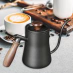 550mlドリップケトル木製ハンドルコーヒーポットティーケトルブラックに注ぐ