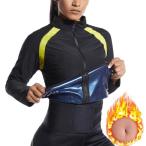 女性サウナスーツフィットネスランニング減量ジッパーボディシェイパースポーツウェアM